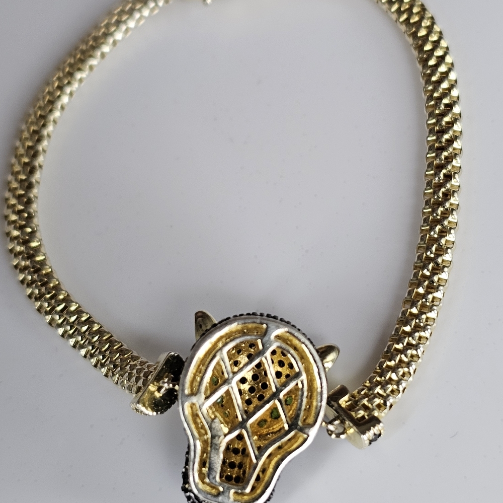 Stunning Black Panther 18kYellow Gold Sterling Silver 925 Bracelet 7.5" - Picture 7 of 11